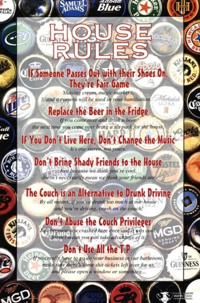 Alt view image 2 of 4 - House Rules Beer Poster Print - Perfect for Home Bars