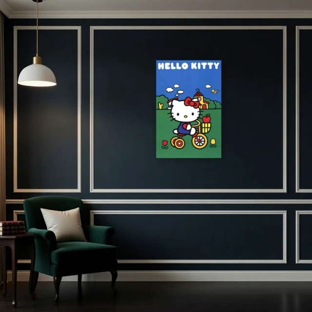 Alt view image 4 of 4 - Hello Kitty Bike Scene Poster - Whimsical Art for Your Space