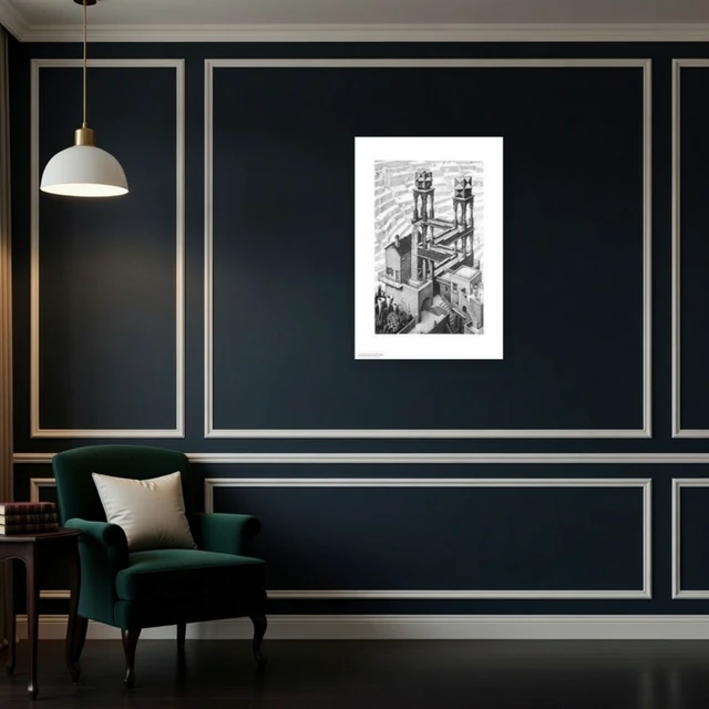 Alt view image 4 of 4 - Waterfall Art Poster by M.C. Escher