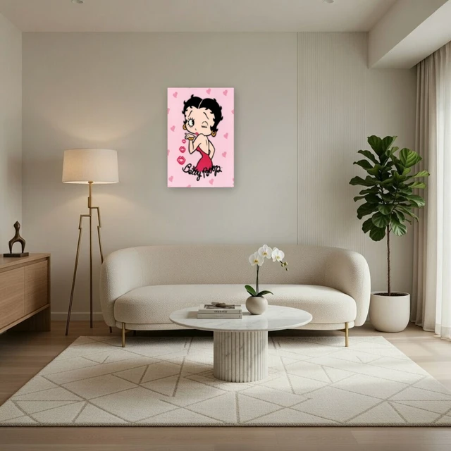 Alt view image 3 of 4 - Betty Boop Pink Kiss Poster - Charming Vintage Artwork