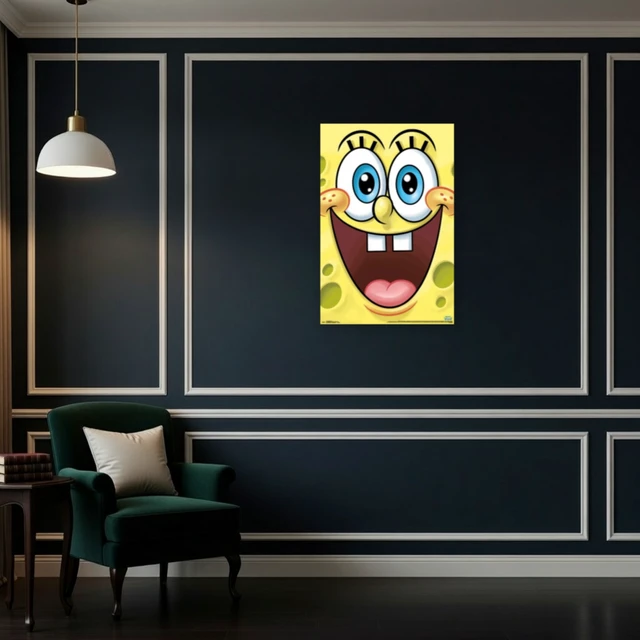 Alt view image 4 of 4 - SpongeBob Face Poster Print - Fun and Colorful Decor