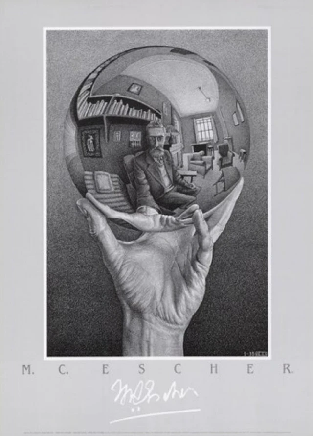 Alt view image 2 of 4 - Hand with Sphere Art Poster by M.C. Escher