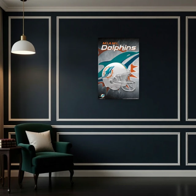 Alt view image 4 of 4 - Miami Dolphins Helmet Poster Print - NFL Team Art