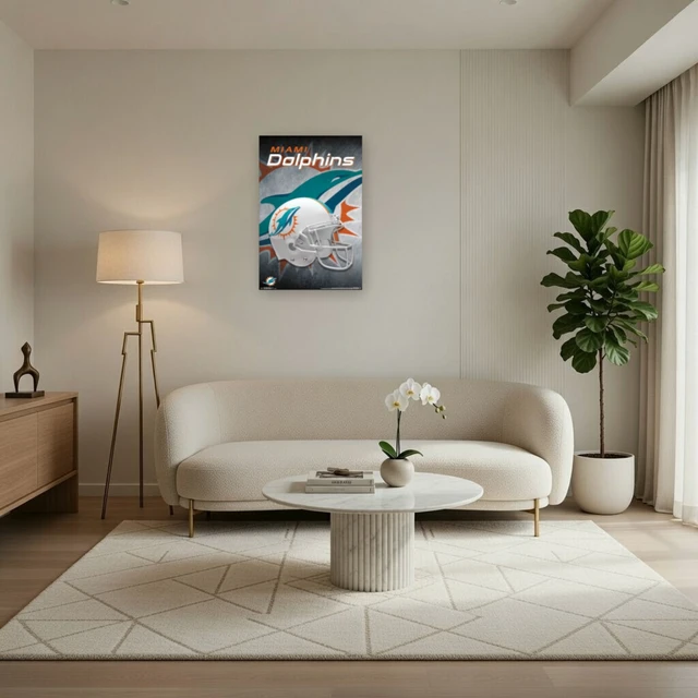 Alt view image 3 of 4 - Miami Dolphins Helmet Poster Print - NFL Team Art