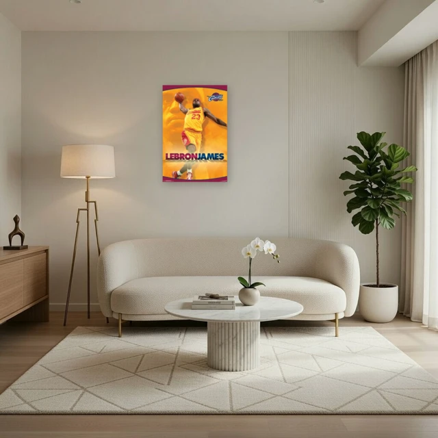 Alt view image 3 of 4 - Cleveland Cavaliers LeBron James Yellow Poster Print (24x36)