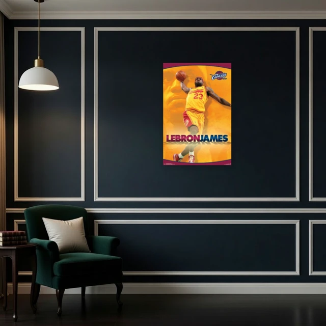 Alt view image 4 of 4 - Cleveland Cavaliers LeBron James Yellow Poster Print (24x36)