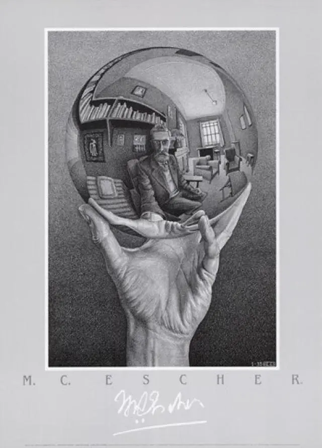 Main image of Hand with Sphere - M.C. Escher Poster Print (20 x 28)