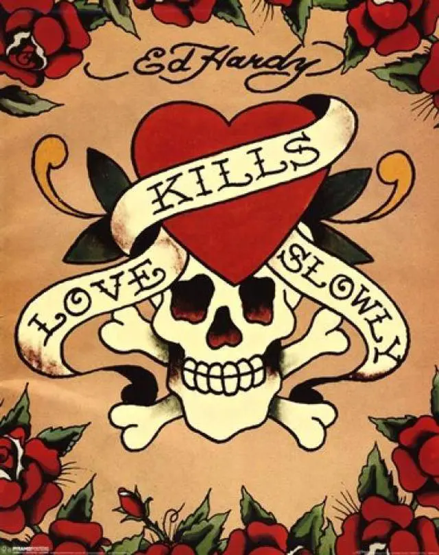 Main image of Love Kills Slowly Poster Print by Ed Hardy (7 x 16)