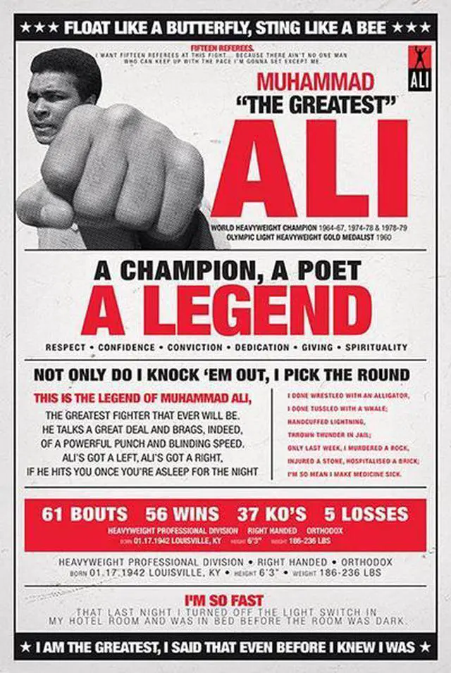 Main image of Muhammad Ali Vintage Quotes Poster Print 22 x 34