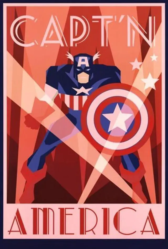 Main image of Captain America - Art Deco Poster Print (22 x 34)