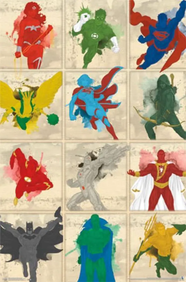 Main image of Justice League - Simplistic Grid Poster Print (22 X 34)
