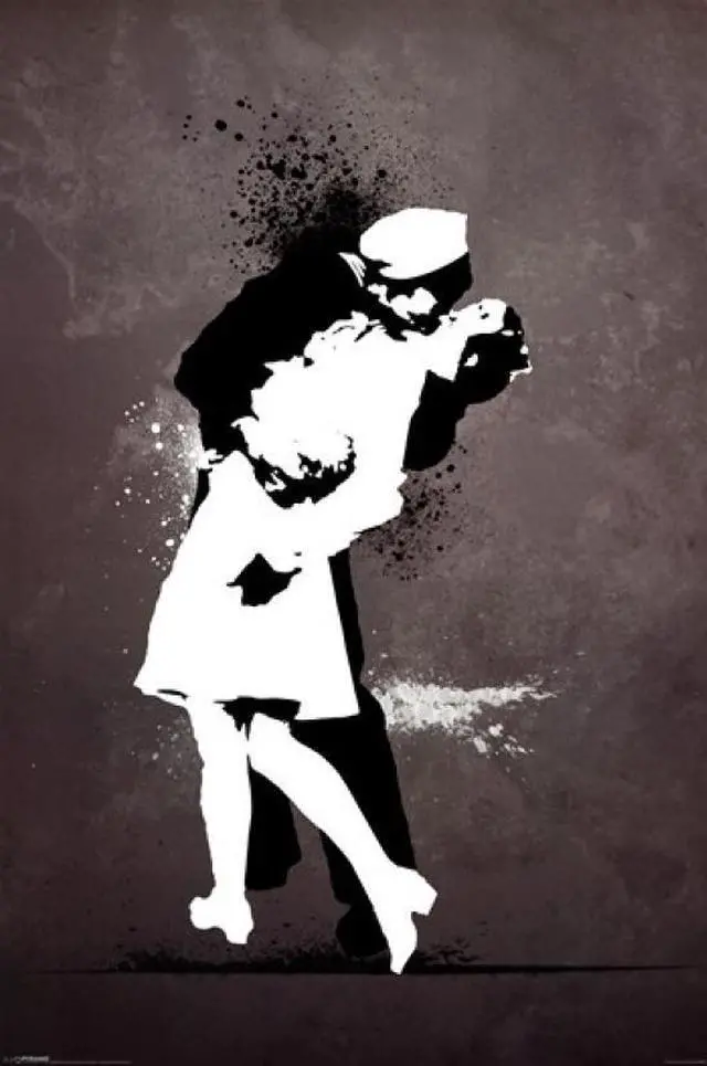 Main image of War's End Kiss - Graffiti Poster Print (22 x 34)