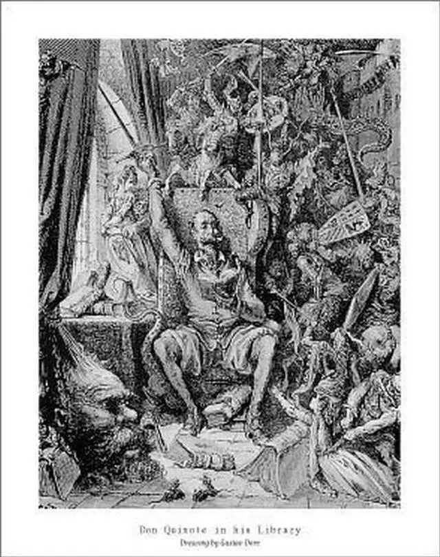 Main image of Don Quixote in His Library - Gustav Dore Poster Print (22 x 28)