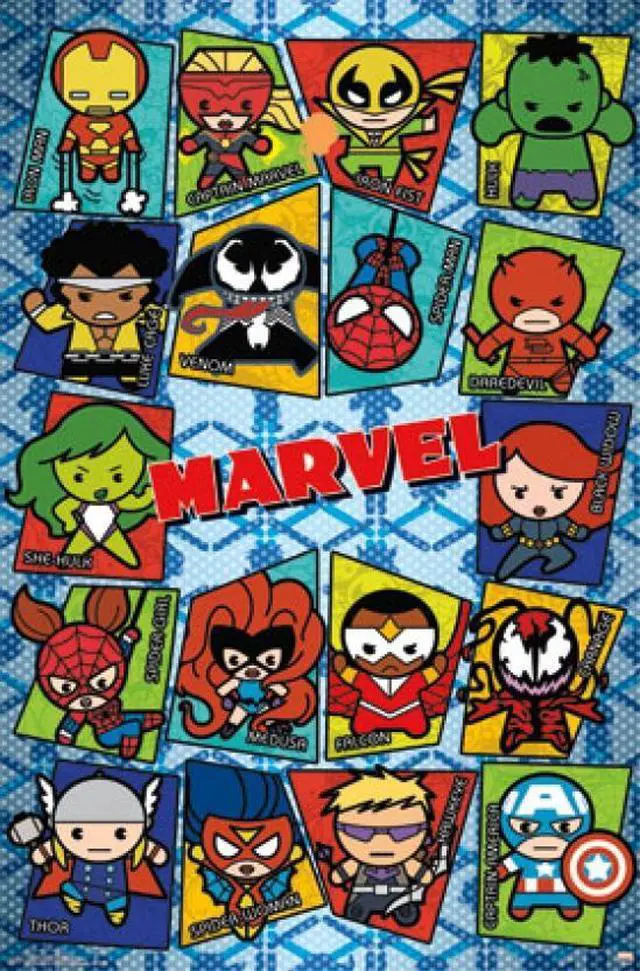Main image of Marvel - Kawaii Grid Poster Print (24 x 36)