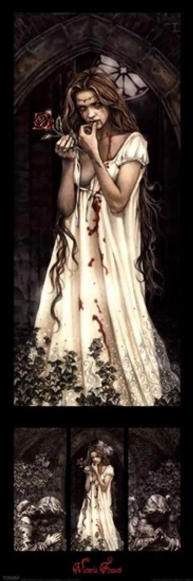 Main image of Rose (triptych) Poster Print by Victoria Frances (12 x 36)