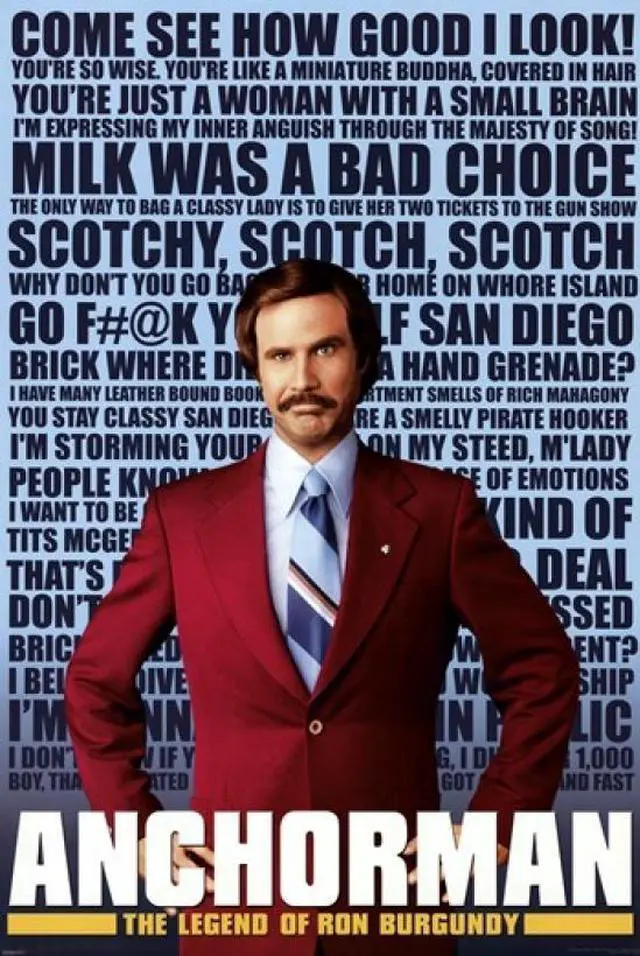 Main image of Anchorman Ron Burgundy - Quotes Poster Print (24 x 36)