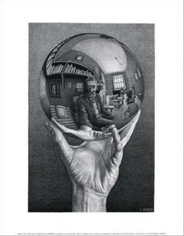 Main image of Hand with Sphere - M.C. Escher Poster Print (11 x 14)