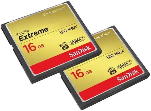 Main image of SanDisk 16GB Extreme Compact Flash Card 2 Pack (120MB/s)
