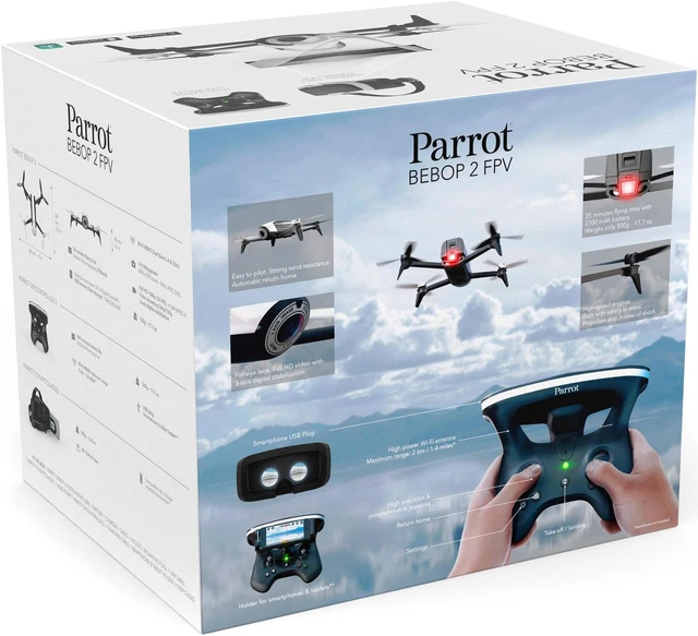 Alt view image 5 of 14 - Parrot Bebop 2 White with SKC2 and FPV Glasses - White Bebop 2 White with SKC2 and FPV Glasses