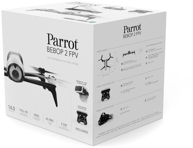 Alt view image 4 of 14 - Parrot Bebop 2 White with SKC2 and FPV Glasses - White Bebop 2 White with SKC2 and FPV Glasses