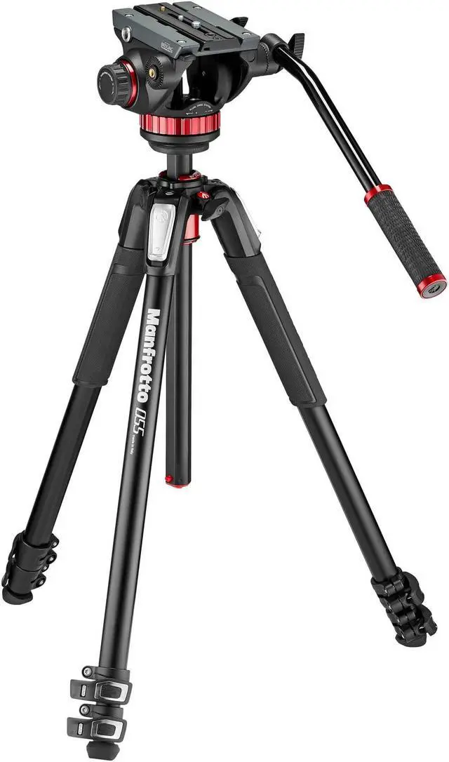 Alt view image 2 of 20 - Manfrotto MVH502AH Fluid Video Head with MT055XPRO3 Aluminum 3-Section Tripod