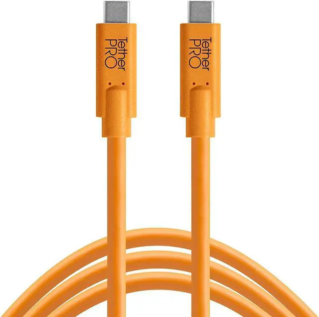 Alt view image 3 of 12 - Tether Tools TetherPro USB-C to USB-C Cable, 15', Orange #CUC15-ORG