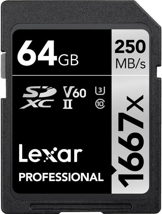 Alt view image 3 of 10 - Lexar Professional 1667x 64GB SDXC UHS-II/U3 Memory Card #LSD64GCBNA1667
