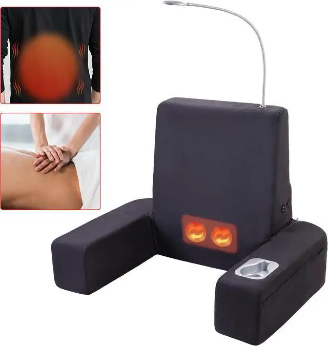 Alt view image 8 of 10 - Carepeutic Back Rest Bed Lounger with Heated Shiatsu Massage