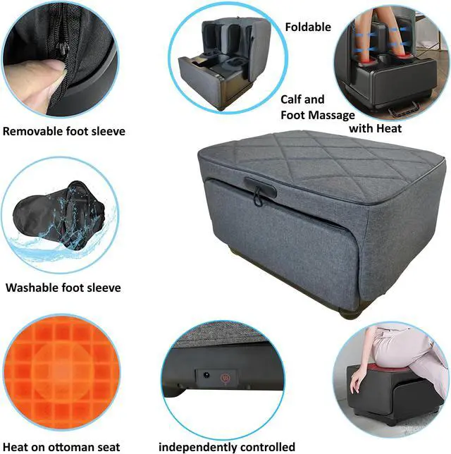 Alt view image 6 of 7 - Carepeutic Foldable Ottoman Shiatsu Foot and Leg Massage Machine