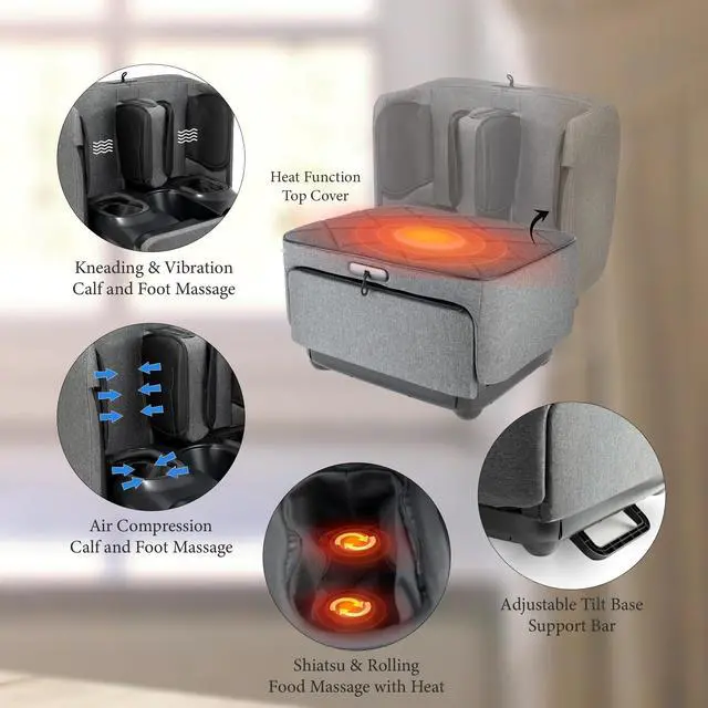 Alt view image 5 of 7 - Carepeutic Foldable Ottoman Shiatsu Foot and Leg Massage Machine