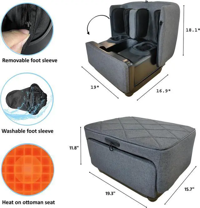 Alt view image 7 of 7 - Carepeutic Foldable Ottoman Shiatsu Foot and Leg Massage Machine
