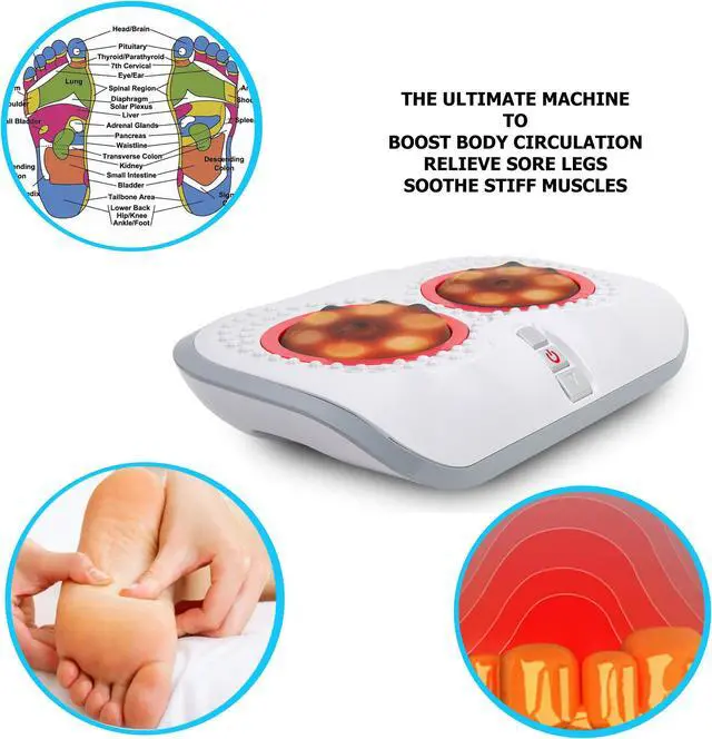 Alt view image 4 of 7 - Carepeutic Shiatsu Foot Massager with 3D Elastic Rotating Hula-Disc and 14 Rollers with Heated Therapy