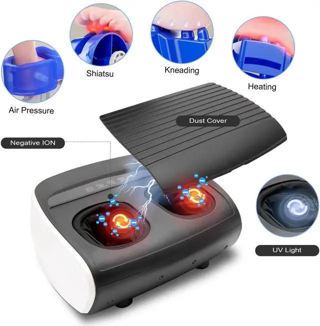Alt view image 3 of 5 - Carepeutic Ionic Air Compression Shiatsu Foot Massager with UV Light and Heat Therapy