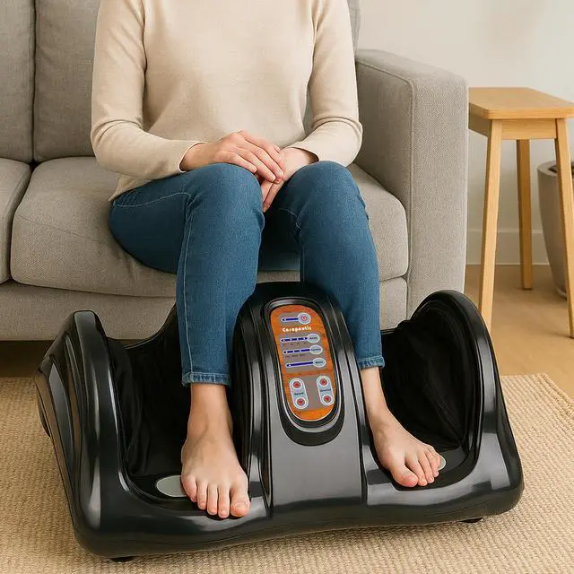 Alt view image 2 of 6 - Carepeutic KH385LBA Deluxe Hand-Touch Shiatsu Foot Massager with Kneading Rolling Massage for Tension and Fatigue Relief