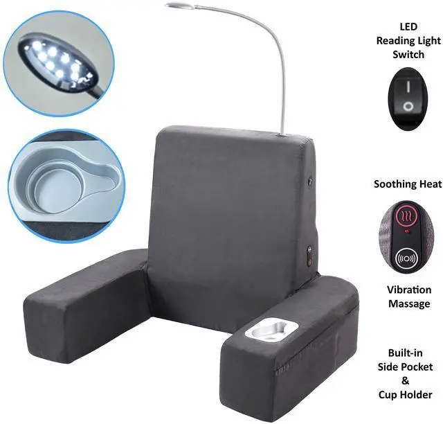 Alt view image 6 of 7 - Carepeutic Backrest Bed Lounger with Heated Comfort Massage