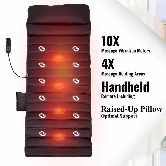 Alt view image 3 of 7 - Carepeutic Targeted Zone Deluxe Full Body Vibration Massage Mat with Heat