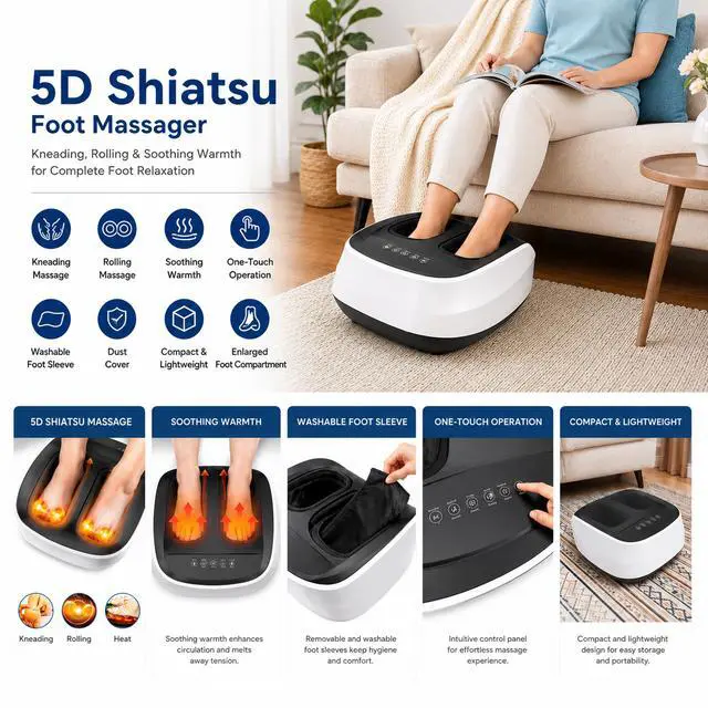 Alt view image 4 of 7 - Carepeutic Ionic Air Compression Shiatsu Foot Massager with UV Light and Heat Therapy