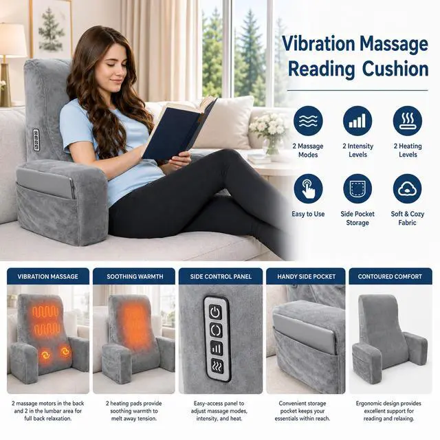 Alt view image 4 of 7 - Carepeutic Ergo Comfort Reading Lounge Massage Cushion
