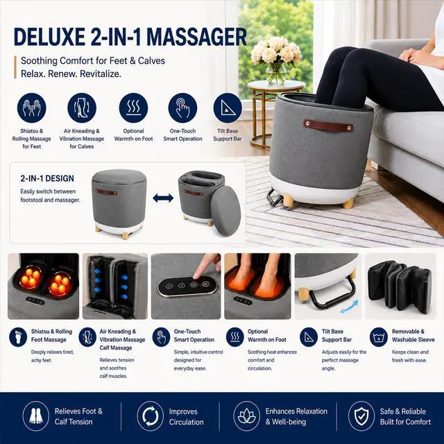 Alt view image 4 of 7 - Carepeutic Comfy Home Ottoman Massager