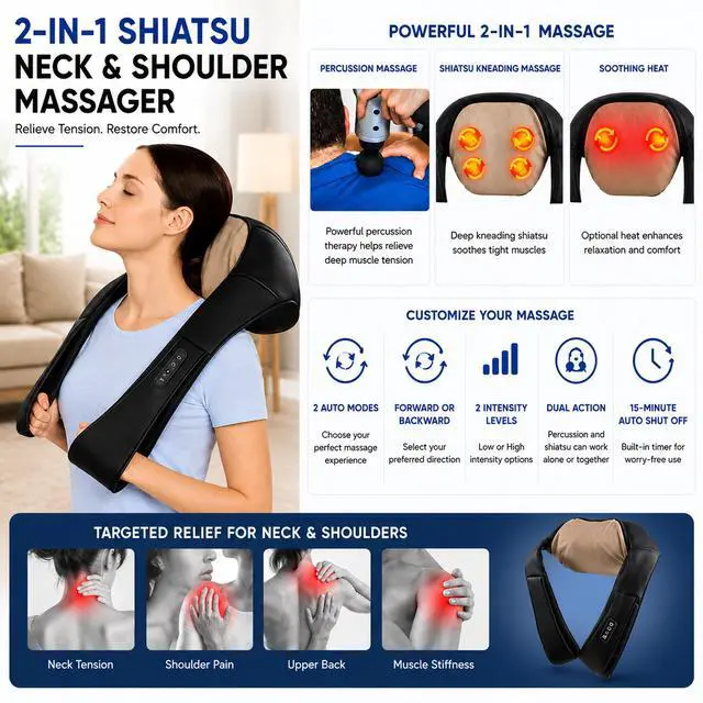 Alt view image 3 of 7 - Carepeutic Swedish Total Neck and Shoulder Stress Relieving Massager