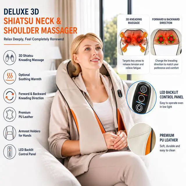 Alt view image 4 of 7 - Carepeutic KH269A Deluxe Swedish Shiatsu Kneading Full Body Massager with Heated Therapy