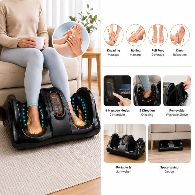 Alt view image 5 of 7 - Carepeutic KH385LBA Deluxe Hand-Touch Shiatsu Foot Massager with Kneading Rolling Massage for Tension and Fatigue Relief