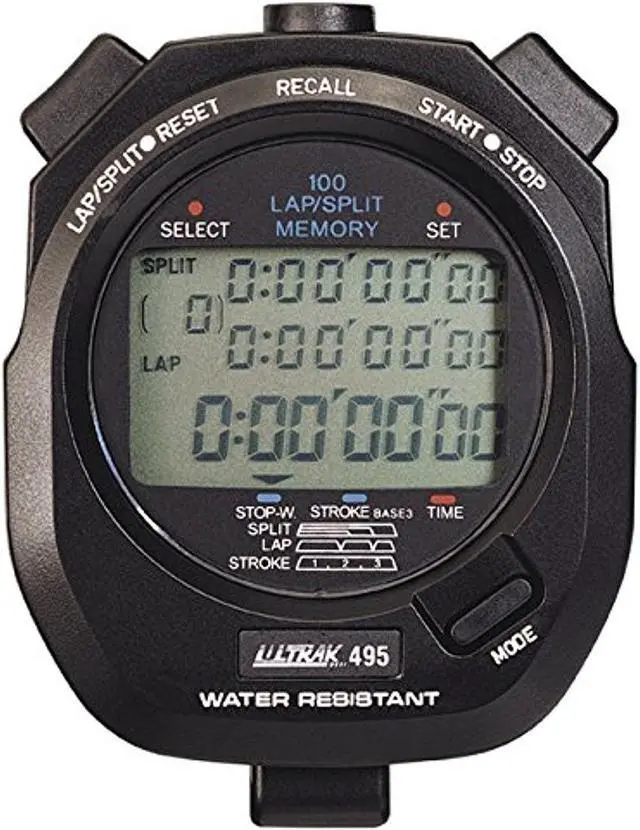Alt view image 2 of 2 - Ultrak 495 - 100 Dual Split Memory Stopwatch - Black