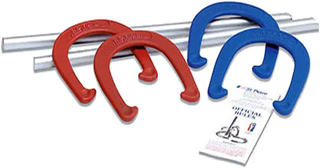 Alt view image 2 of 5 - St. Pierre Championship Series Horseshoes Set - Royal Classic with 4 Horseshoes, 2 Steel Stakes, and Rule Book.
