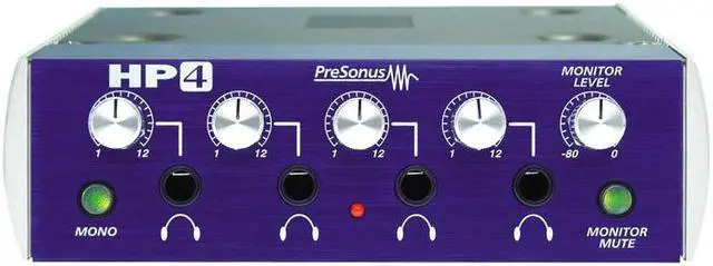 Alt view image 5 of 10 - PreSonus HP4 Channel Headphone Amplifier Monitoring Distribution System