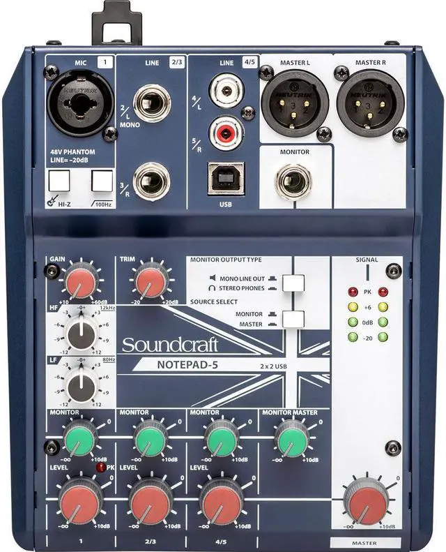 Alt view image 3 of 20 - Soundcraft Notepad-5 5-channel Analog Mixer w/USB I/O