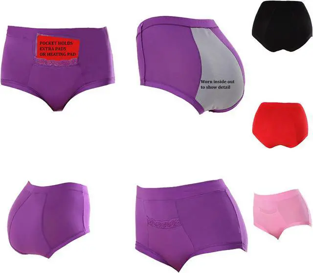 Alt view image 2 of 4 - Aunt Flo's Period Panties with Pocket- Red- XL