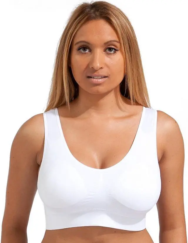 Main image of Ahh Bra - Women's Seamless Leisure Bra (White, 1X) Bust: 44-46