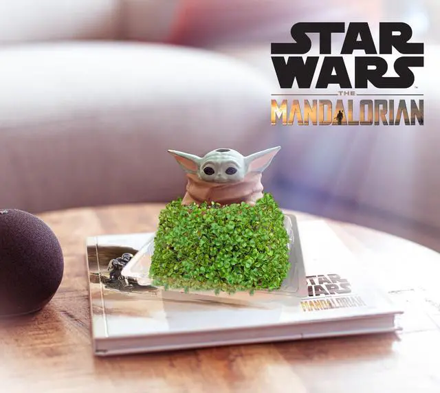 Alt view image 3 of 4 - Chia Pet Planter - Star Wars Yoda the Child in Mando's Satchel