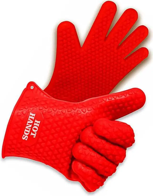 Alt view image 2 of 5 - Hot Hands Heat-Resistant Non-Slip Silicone Cooking Gloves - Two Pack